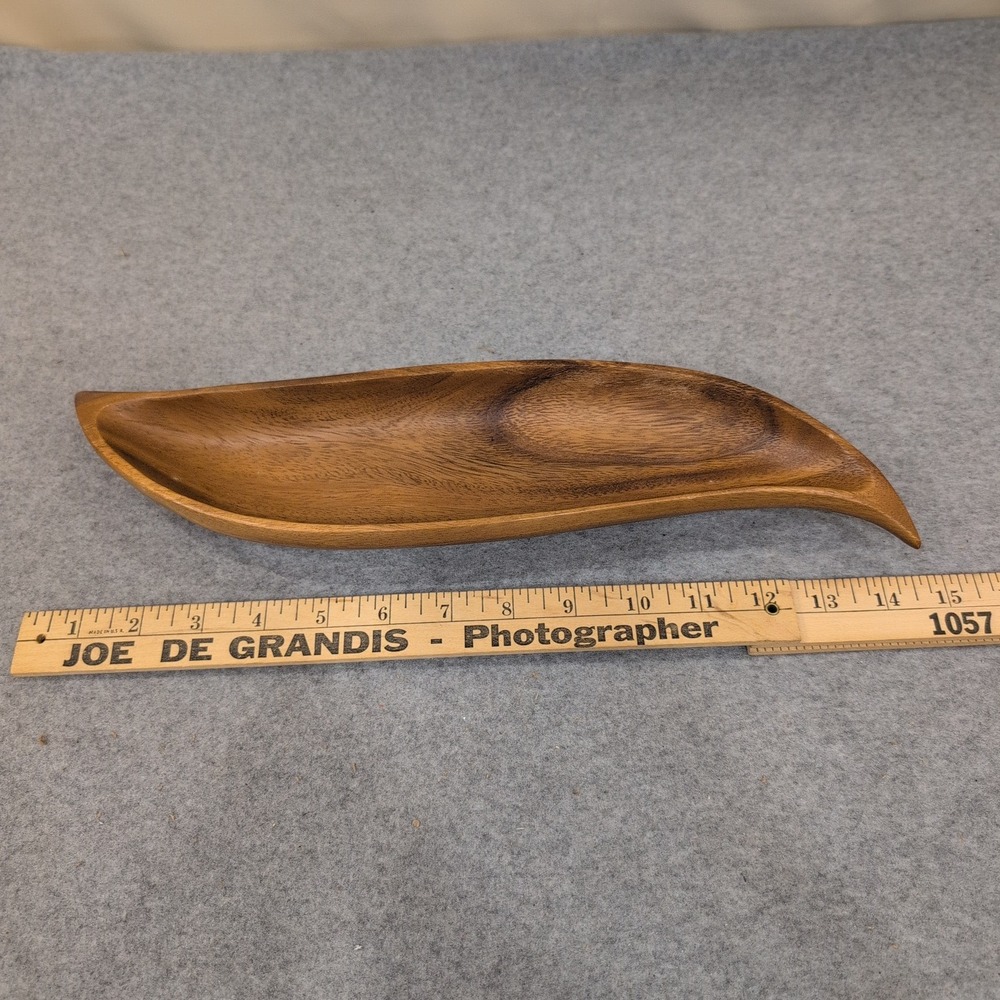Philcraft Monkey Pod Wood Leaf Tray Hand Carved Philippines Brown - Picture 5 of 7